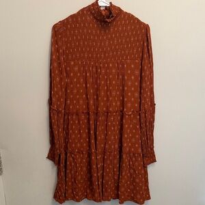 Elegant Rust Burgundy Long Sleeve Dress. Size Medium